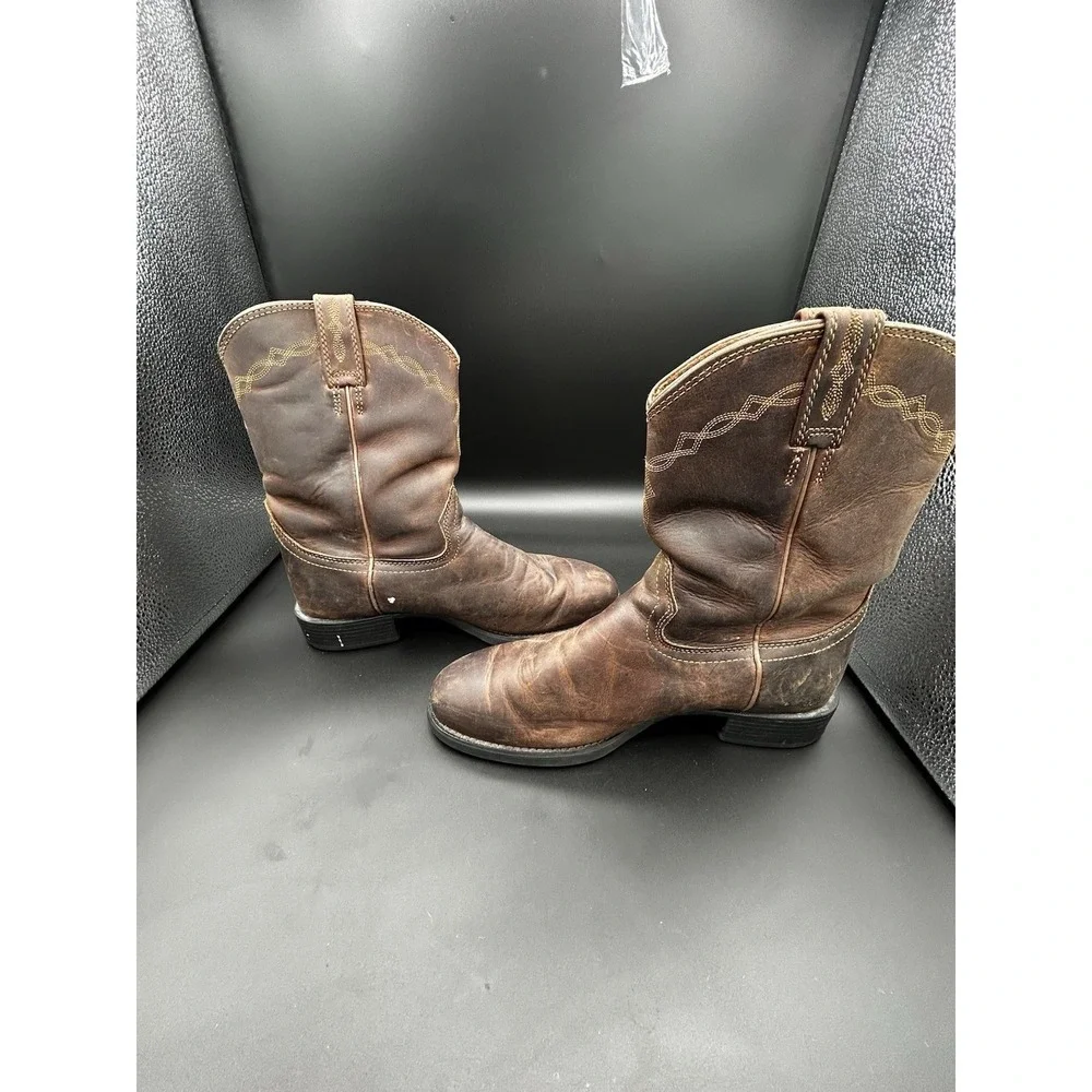 Ariat Heritage Roper Boots Men's 8 D Distressed Brown Leather Western 10002284 - Picture 6 of 8